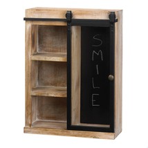 Rustic Style Wood Shelf with Glass Barn Door Home Decor  - $129.95