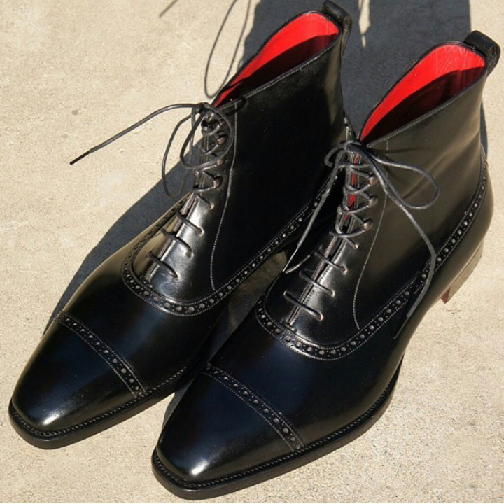 Black Tone Magnificiant Genuine Leather Oxford Stylish Classic Handmade Boots