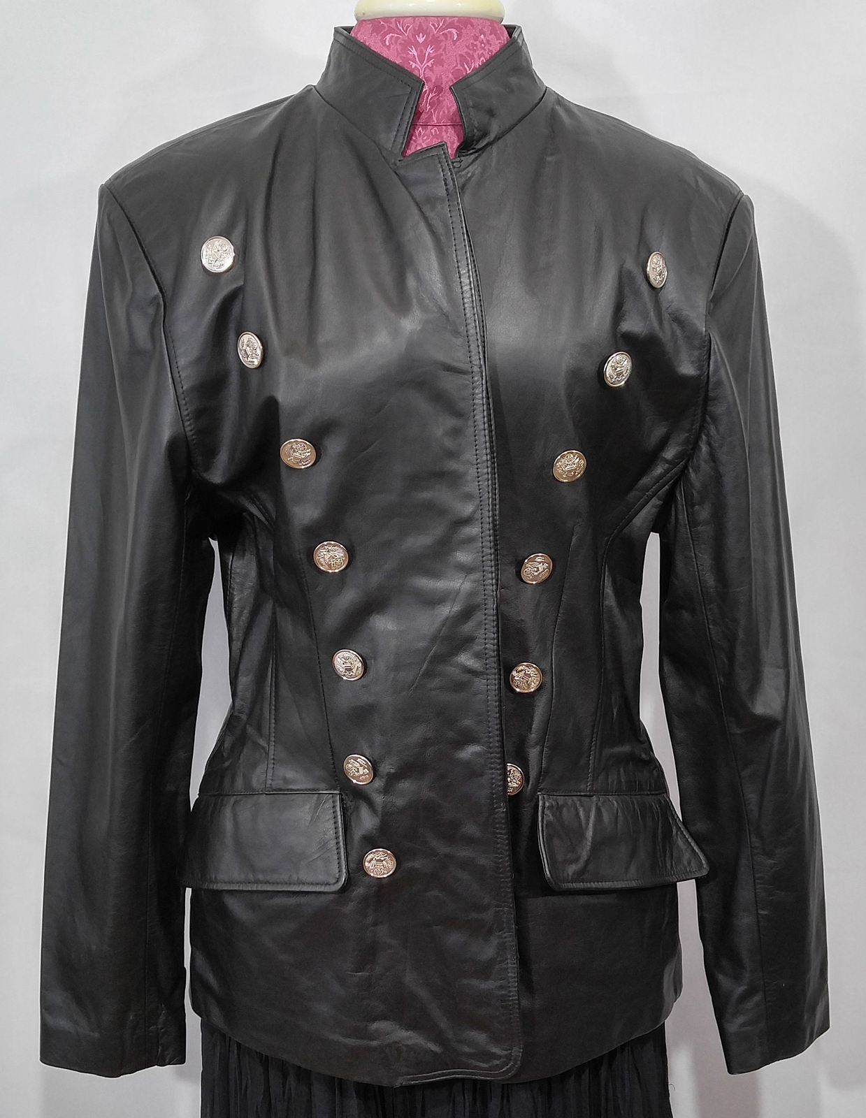 Vintage 1990s Virginia Slims Leather Double-Buttoned Military Style ...