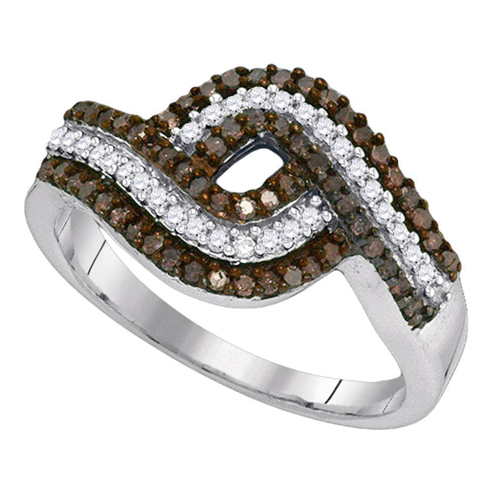 Womens Brown Diamond Wedding BAND RING 0.5 CT Carat 10kt White Gold