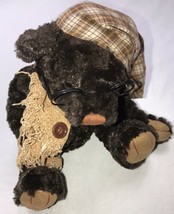 Dan Dee Collectors Choice Plush Brown Bear with Nightcap Glasses and Scarf 9” - $17.68