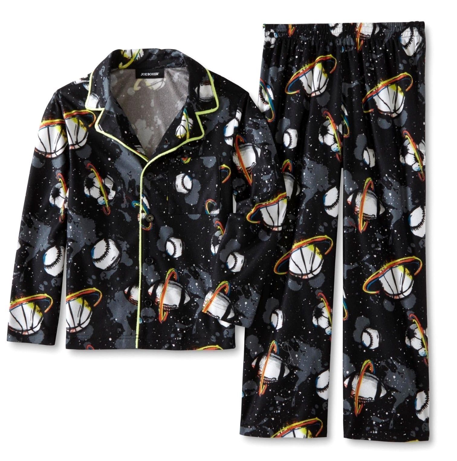 Primary image for Joe Boxer Boys Planet Sports Pajamas 6 7 Top Pants Flannel Black Space Sleep S