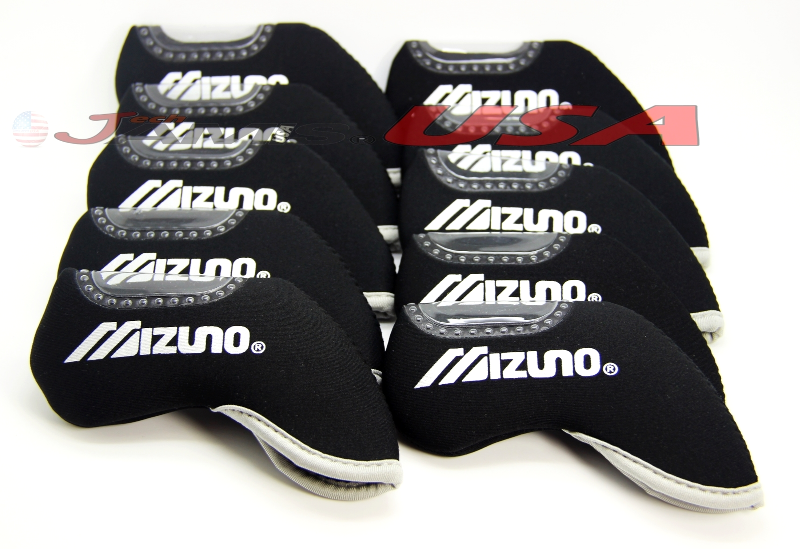 MIZUNO Golf Iron Head Covers 10pcs set BLACK Color Headcover Club USA