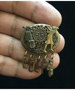 GOLF/GOLFING Dangling Charms BROOCH Pin in Brass and mixed metals - 2 in... - $33.00