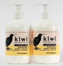 2 Bottles Kiwi Botanicals 11 Oz Manuka Honey Chamomile Stressed Skin Body Lotion
