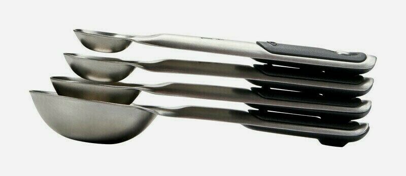 OXO Good Grips MEASURING SPOONS 4pc Magnetic Silver Stainless Steel 11132100 NEW