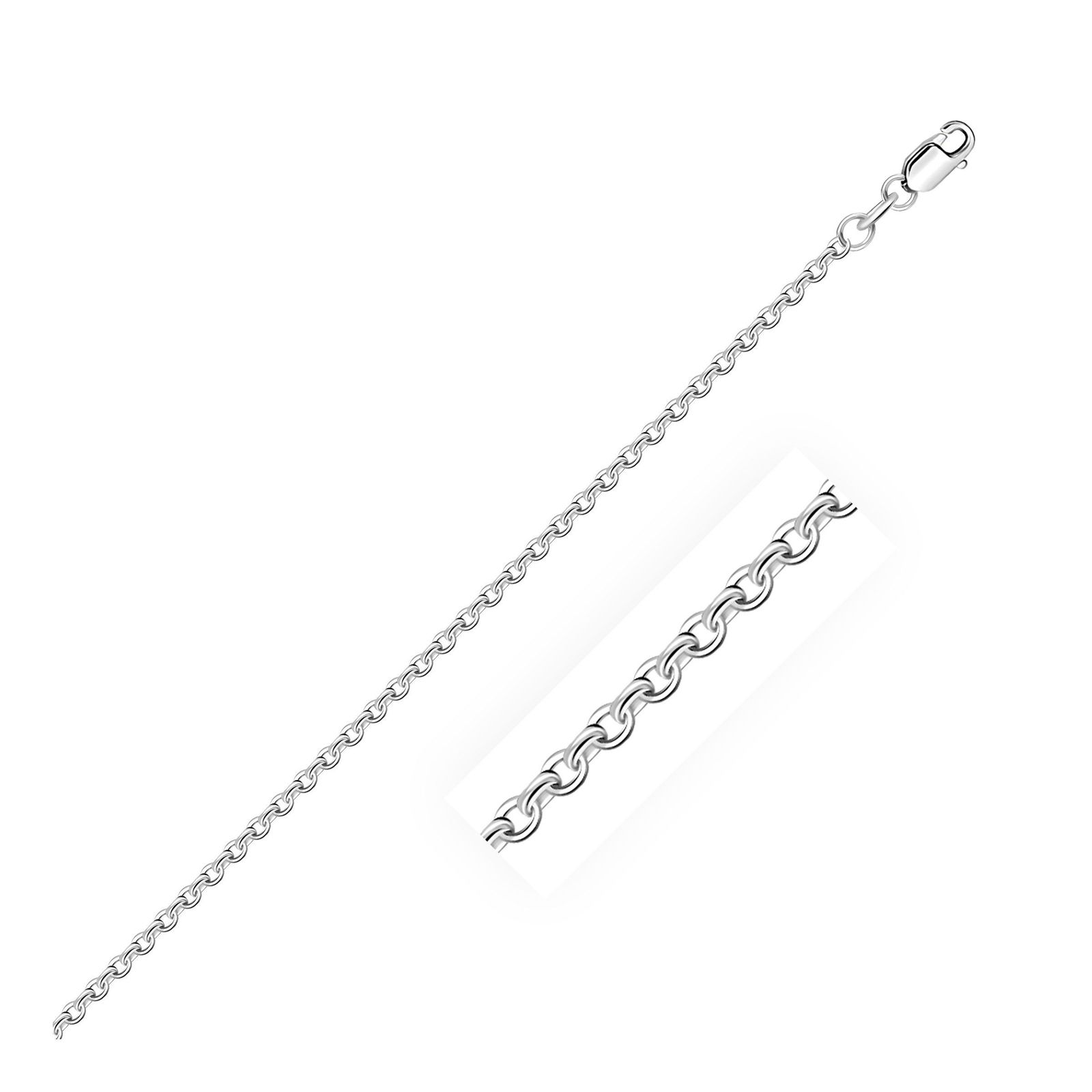 14k White Gold Diamond Cut Cable Link Chain 1.8mm, size 22''
