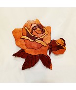 Wooden Rose 3D Wall Hanging Brown Handmade Pieces Put Together 2009 11&quot; - $55.89