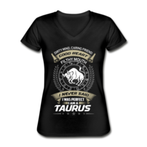 Women&#39;s Taurus The Bull Zodiac V-Neck T-Shirt Astrology - $20.99