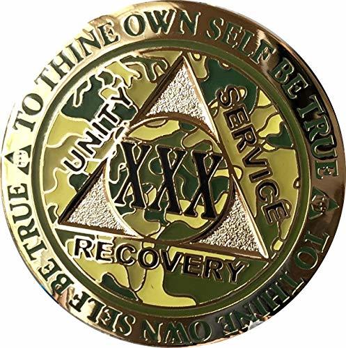 RecoveryChip 30 Year AA Medallion Reflex Camo Gold Plated Camouflage Color Chip