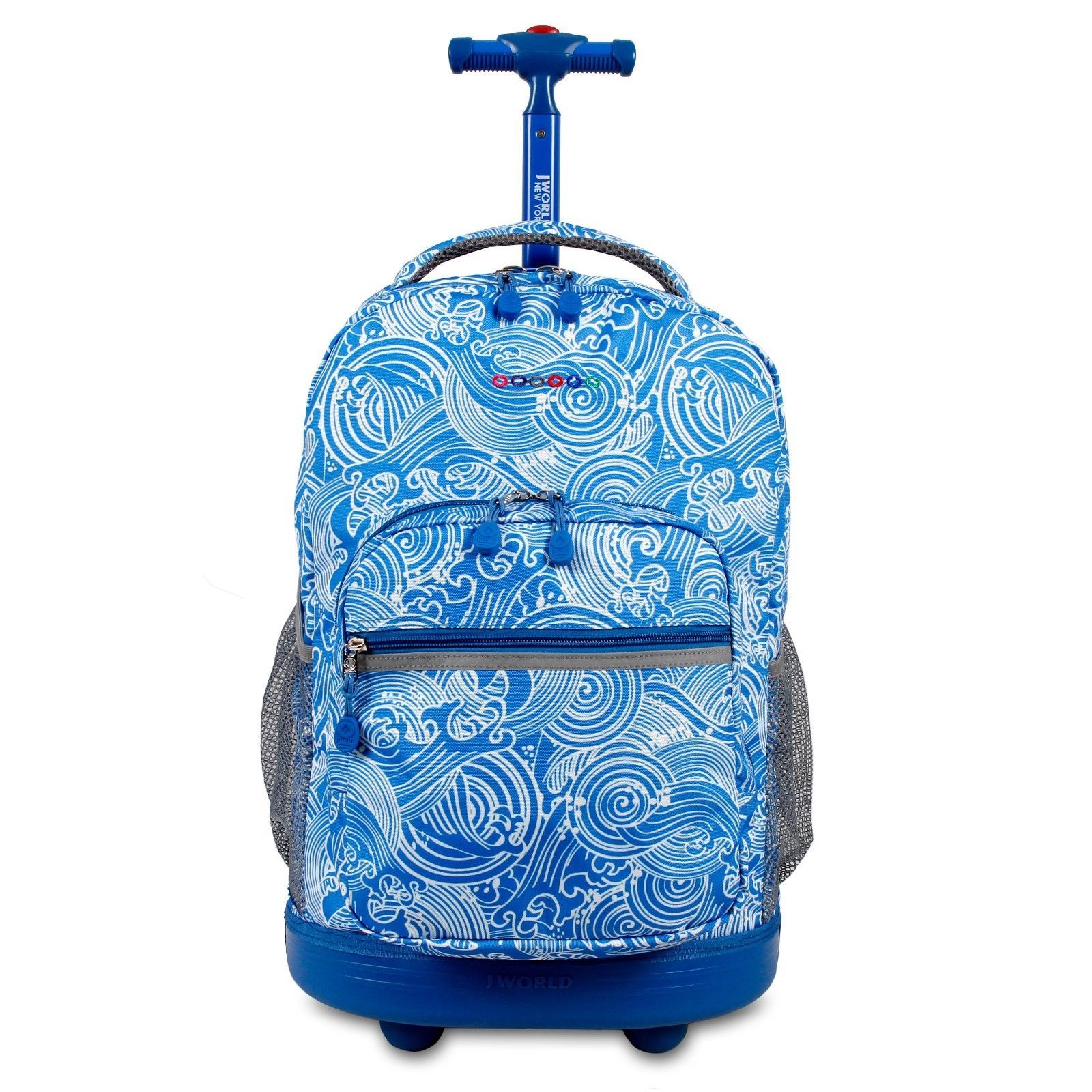 J World New York Sunrise Rolling Backpack Kids Wheeled Bookbag Carry On