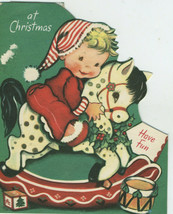 Vintage Die-Cut Christmas Card 1940s or 1950s Pollyanna Card - $10.18