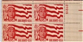 U S Stamp - 4 cent Girl Scout Stamp - Plate Block of 4 Mint Stamps - $4.00