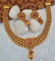 Indiano Placcato Oro Bollywood Stile Tradizionale Collana Girocollo Paru... - $23.73