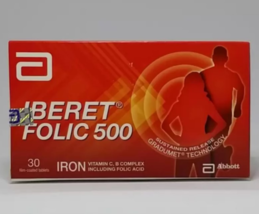 5 x 30's Abbott IBERET FOLIC 500 Iron Vitamin C, B Complex Including Folic Acid - $89.70