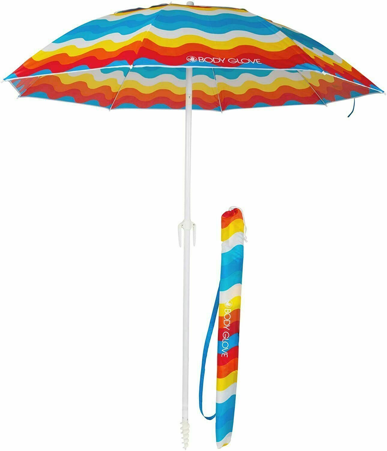 7 Foot Beach Umbrella Neptune Blue or Rainbow Logo Umbrellas