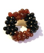 Red And Black Beaded Pin Brooch - $13.46