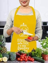 Blue Printed Kitchen Apron for Women 60 x 80 cms Single Piece New Yellow - $25.73