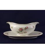 Vintage Schirnding Porcelain Gravy Boat, W. Germany Pink Rose Bavaria Fi... - $22.00