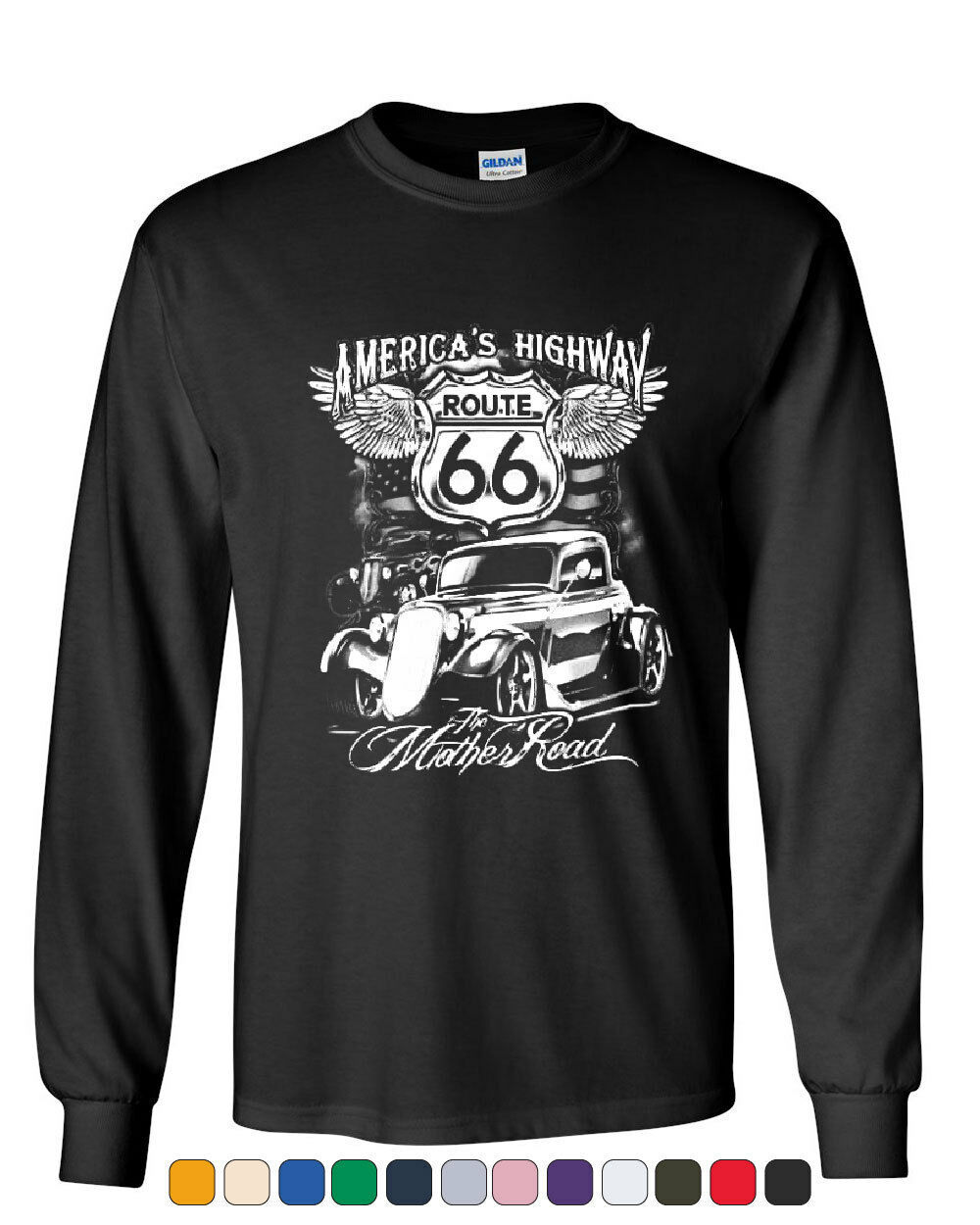 Route 66 America's Highway Long Sleeve T-Shirt The Mother Road