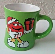 Mars M&M'S Happy Holidays Mug Ceramic Coffee Cup Green & White 2008 - $24.30