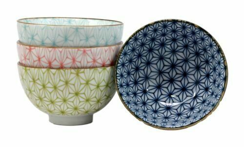 Matrix Polygon Colorful Japanese Bowls Food Safe 4.5D Japan Made Bowl Set Of 4