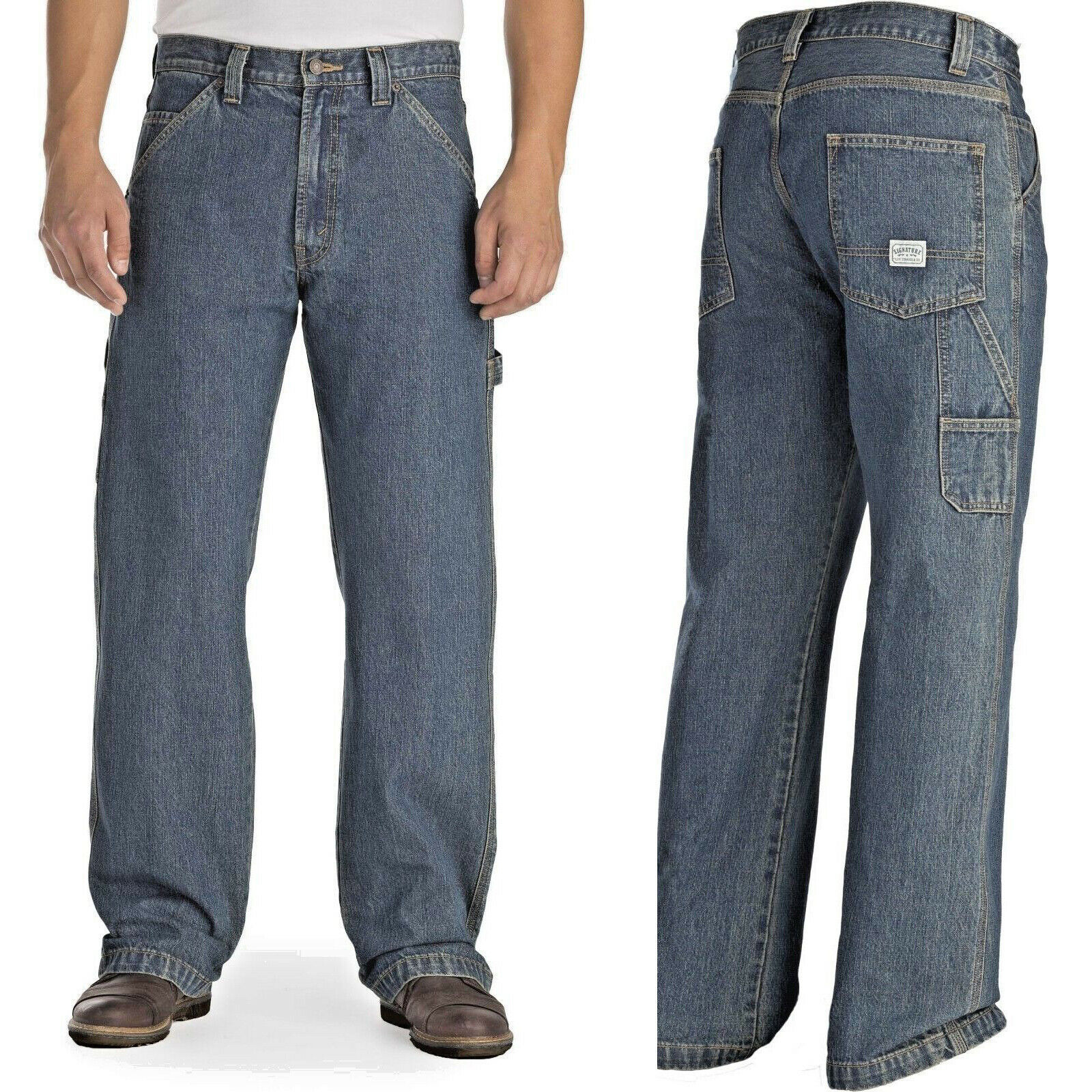 Levis Firma Grande & lungo Carpentiere Jeans Morbido 46x30 Medium Wash ...