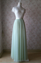 LIGHT GREEN Full Length Maxi Tulle Skirt Plus Size Wedding Bridesmaid Skirts image 6