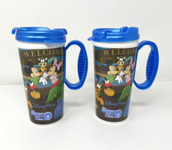 2 Disney Parks Travel Mug Cups Mickey Minnie Donald Pluto Rapid Fill Refill - $14.03