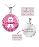 Circle Pendant Necklace Personalized Breast Cancer Jewelry, Custom Cance... - $62.95+