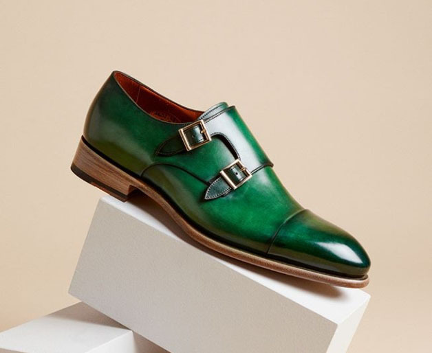 New Handmade Green Leather Shoes, Cap Toe Monk Shoes, Men's Strap Dress Shoes 20