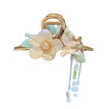Hanfu Flower Tassel Claw Clip Retro Dangling Ornament Metal Hair Clip Cheongsam  - $22.71