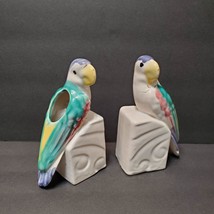 Vintage Morton Pottery Parrot Planters, set of 2, Vase, Tropical Bird, 1950s MCM image 1
