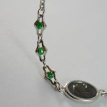 925 SILVER BRACELET WITH EMERALD AND VIRGIN MARY MEDAL BY ZANCAN MADE IN ITALY image 3