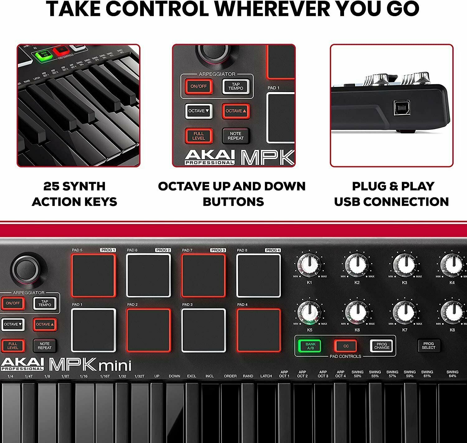 Akai Pro MPK Mini MKII Controller Limited Edition Black on Black ...