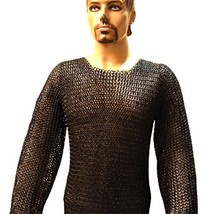 Chain Mail Vikings Armour Flat Riveted Solid Chest 54 Large Blackend