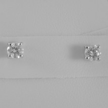 18K WHITE GOLD SQUARE 4 mm EARRINGS DIAMOND DIAMONDS 0.50 CT, MADE IN ITALY - $1,493.95