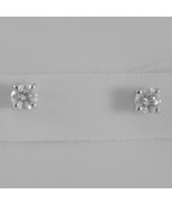 18K WHITE GOLD SQUARE 4 mm EARRINGS DIAMOND DIAMONDS 0.50 CT, MADE IN ITALY - $1,493.95
