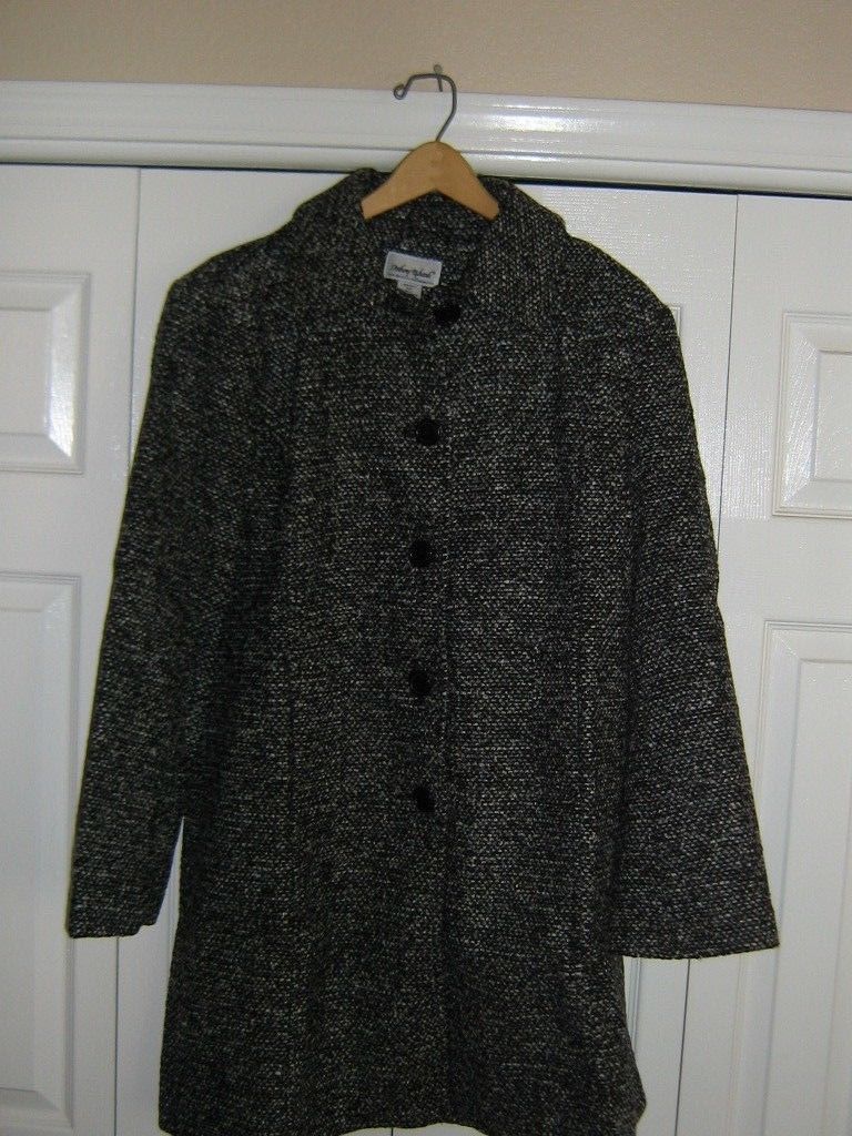 ANTHONY RICHARDS TWEED COAT XL 18-20 BLACK /WHITE - Coats, Jackets & Vests