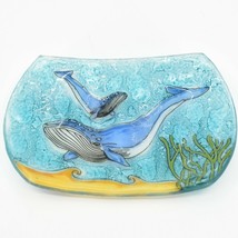 Fused Art Glass Humpback Whale Ocean Design Soap Dish Tray Handmade in Ecuador
