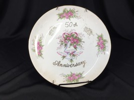 Vintage 50th Anniversary Decorative Plate Wall Hanger Roses Bells Made i... - £12.45 GBP