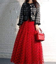 Women RED Polka Dot Tulle Skirt Romantic Red Tiered Long Tulle Holiday Outfit  image 3