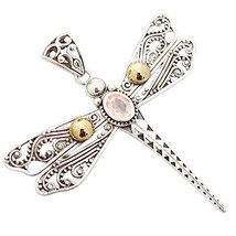 925 Sterling Silver Dragonfly Pendant Neckalace, rose-quartz Pendant For... - $32.99