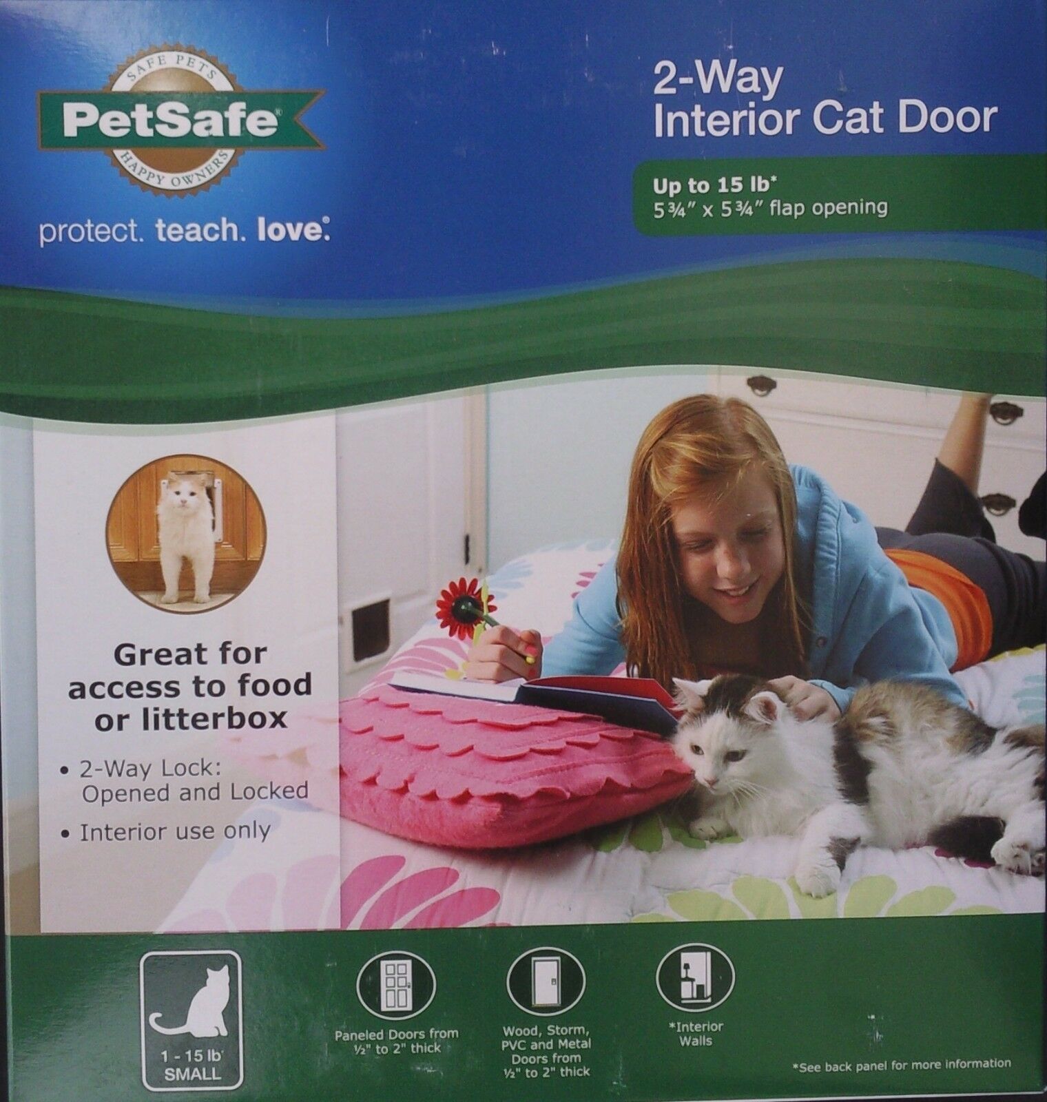 PETSAFE CAT 2-WAY FLAP CAT DOOR CATS Up To 15 LB 5.8” X 5.8” 