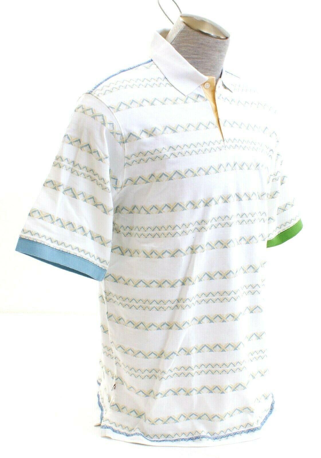 Phat Farm White Pattern Short Sleeve Polo Shirt Men's NWT - Polos