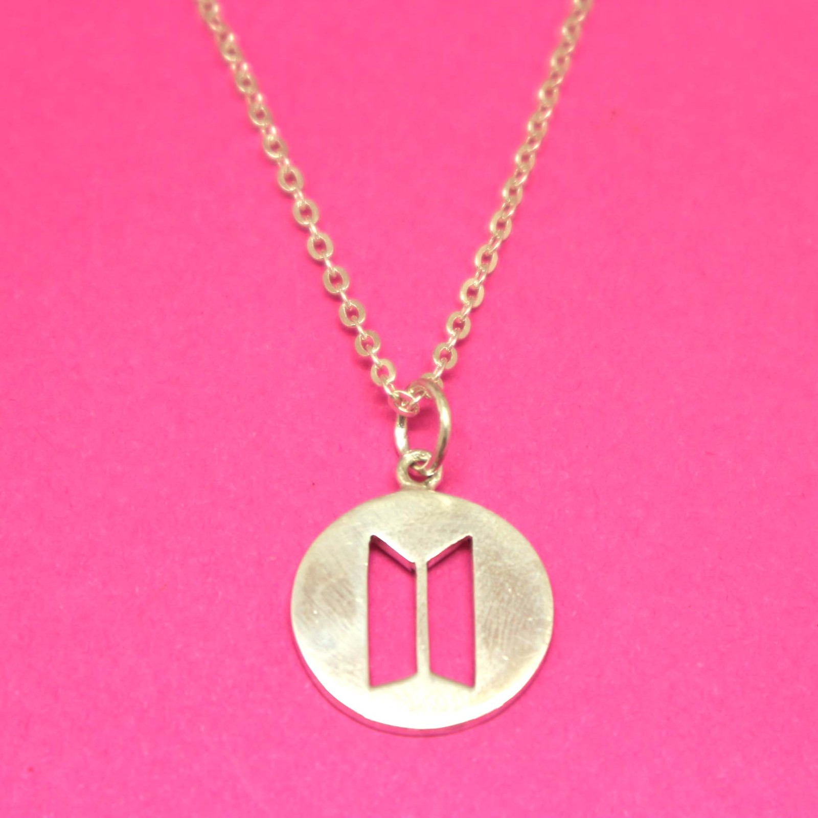 925 Sterling Silver BTS Emblem Symbol Hip Hop Rock Necklace Pendant