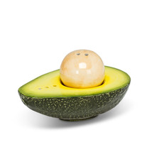 Avocado Salt & Pepper Shaker Set with Pit Ceramic 4" Long Realistic Mexican  image 1