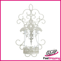 Fluer De Lis Romantic Lace Wall Sconce Scrollwork Candle Holder - $36.58