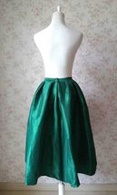 Dark Blue Glossy A Line Ruffle Skirt Women Taffeta High Waist Pleated Midi Skirt image 9