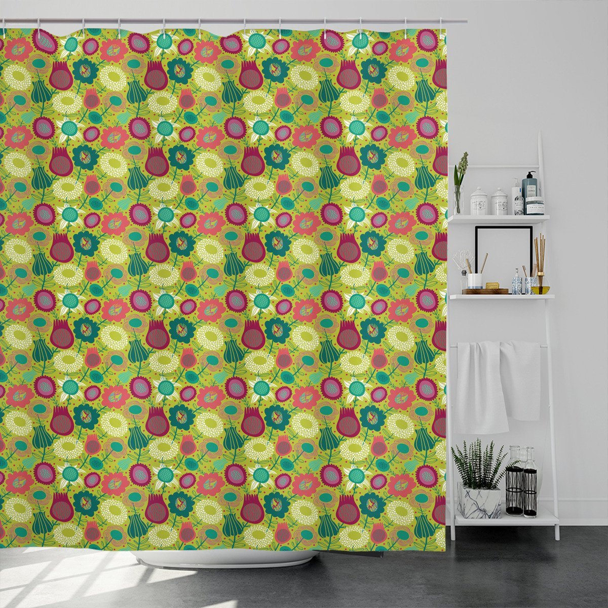 Whimsical Floral Art Shower Curtain Shower Curtains